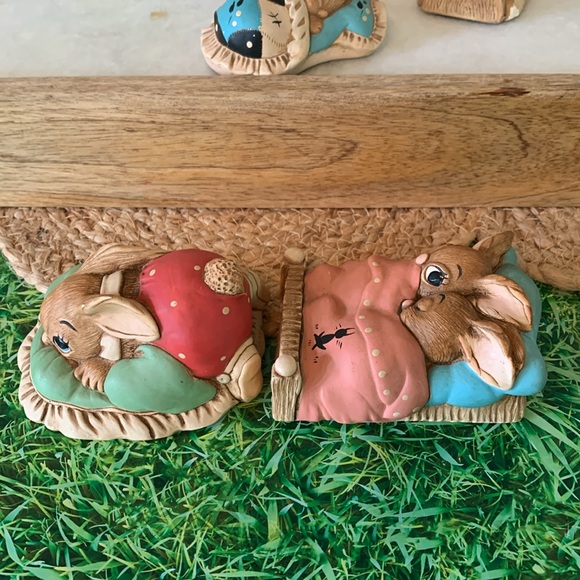 Vintage Pendelfin, Sleeping rabbit ceramic figurines set (4 pieces), EUC - Picture 5 of 15
